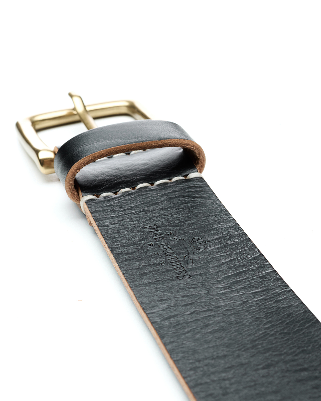 1963 Utility Belt Black – Classic Leather Belt with Brass Buckle - S